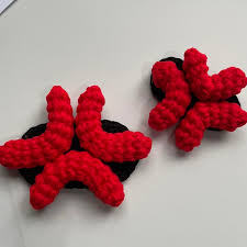 Handmade red crochet flower hair clips