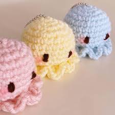 Handmade colorful crochet octopus keychains